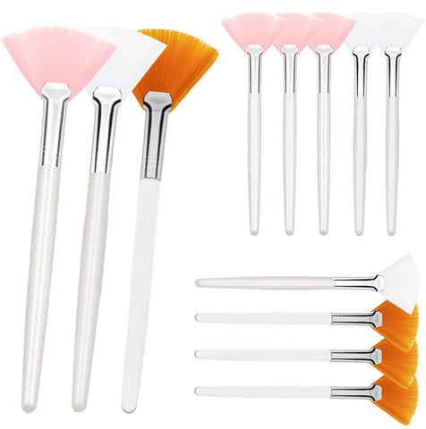 Oxavio 12-Piece Fan-Shaped Face Brush Set – Soft Mask Applicator Brushes for Skincare and Cosmetic Use