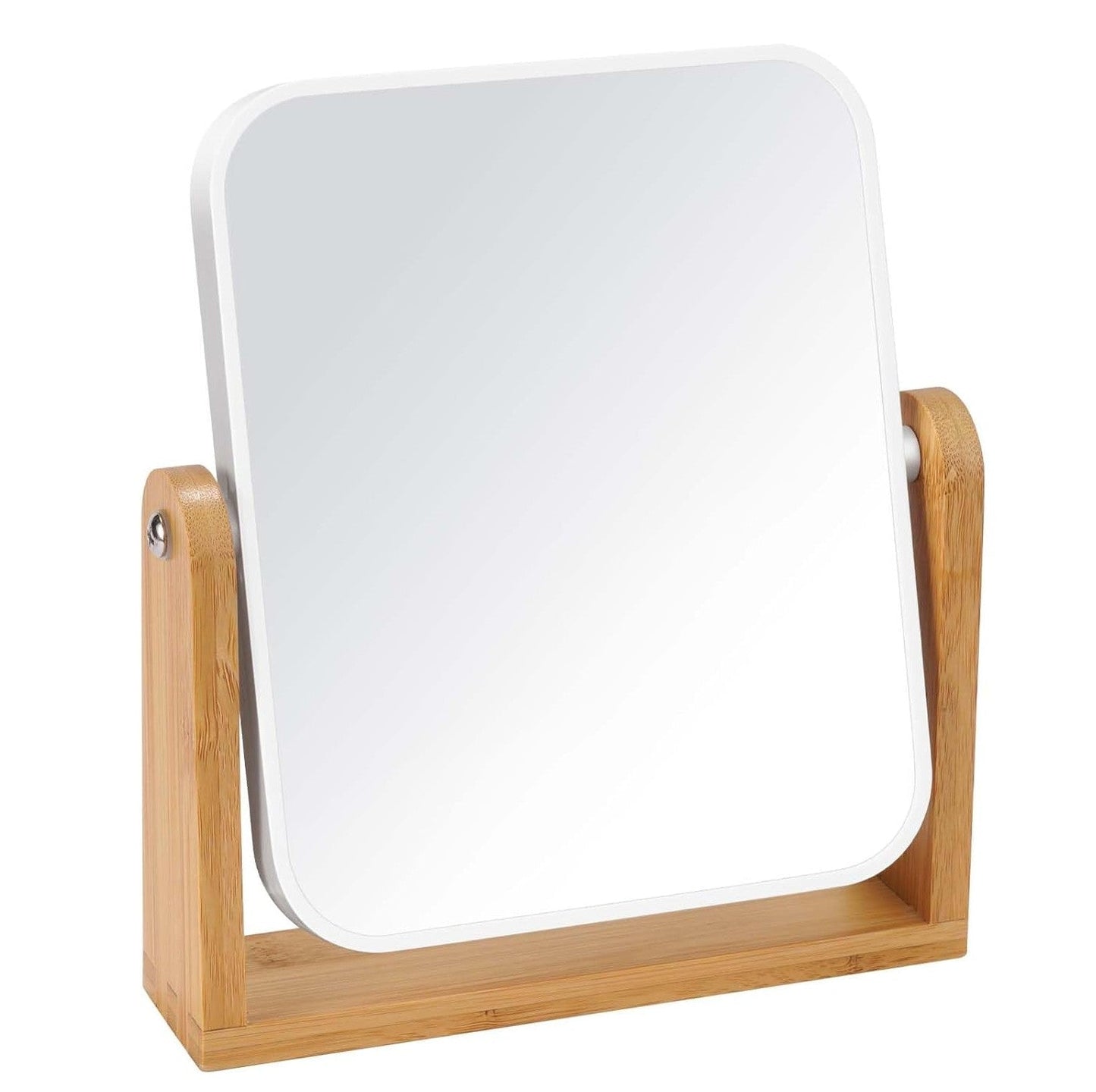 Oxavio Double-Sided Magnifying Mirror with Bamboo Stand – 1x/3x Swivel Tabletop Vanity Mirror – 8 Inch