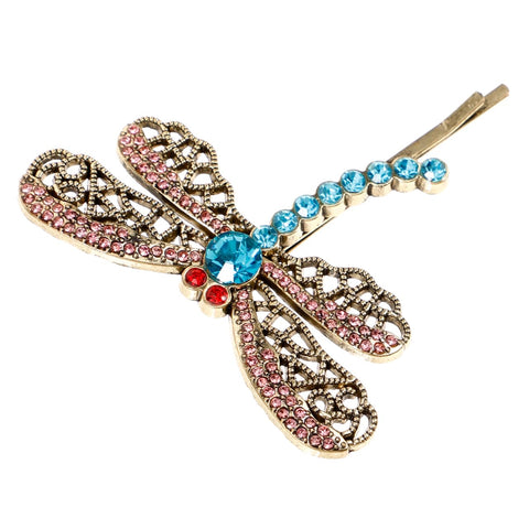 Oxavio 2Pcs Hair Clip Butterfly Barrettes Sparkly Dragonfly Hairpins Crystal Rhinestone Tiara for Women Girls Wedding Party Hair Accessories