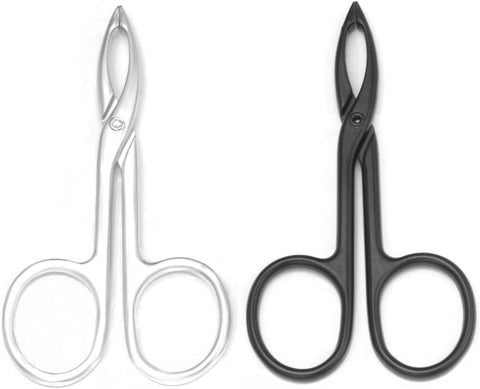 Oxavio 2-Piece Scissor Handle Tweezers Set – Straight Tip Hair Removal Tweezers – Silver and Black