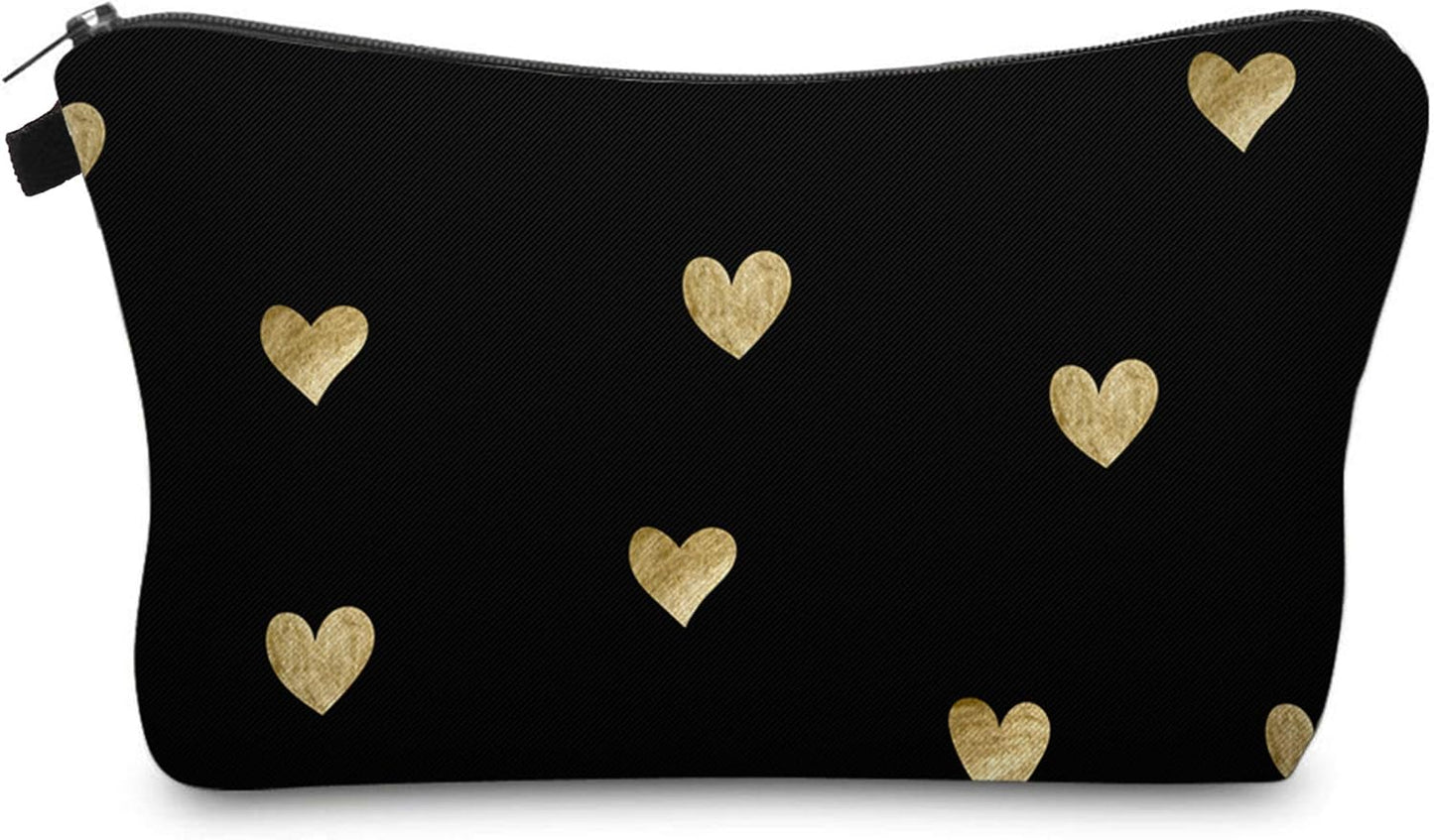 Oxavio Small Gift Travel Cosmetic Bag - Brushed Gold Heart