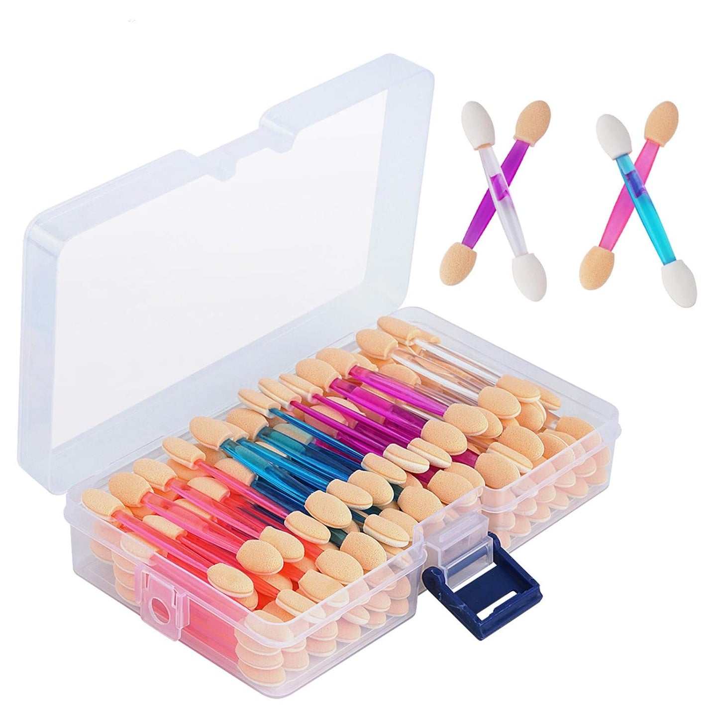 Oxavio Cuttte 120-Piece Disposable Dual-Sided Eyeshadow Applicators – 4 Colors with Storage Container