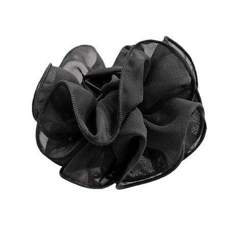 Oxavio Large Chiffon Hair Claw Clip Black Bow Ribbon Flower Design Romantic Rose Hair Accessories for Women Strong Hold Clips for Thick Long Hair Wedding and Everyday Elegant Barrettes