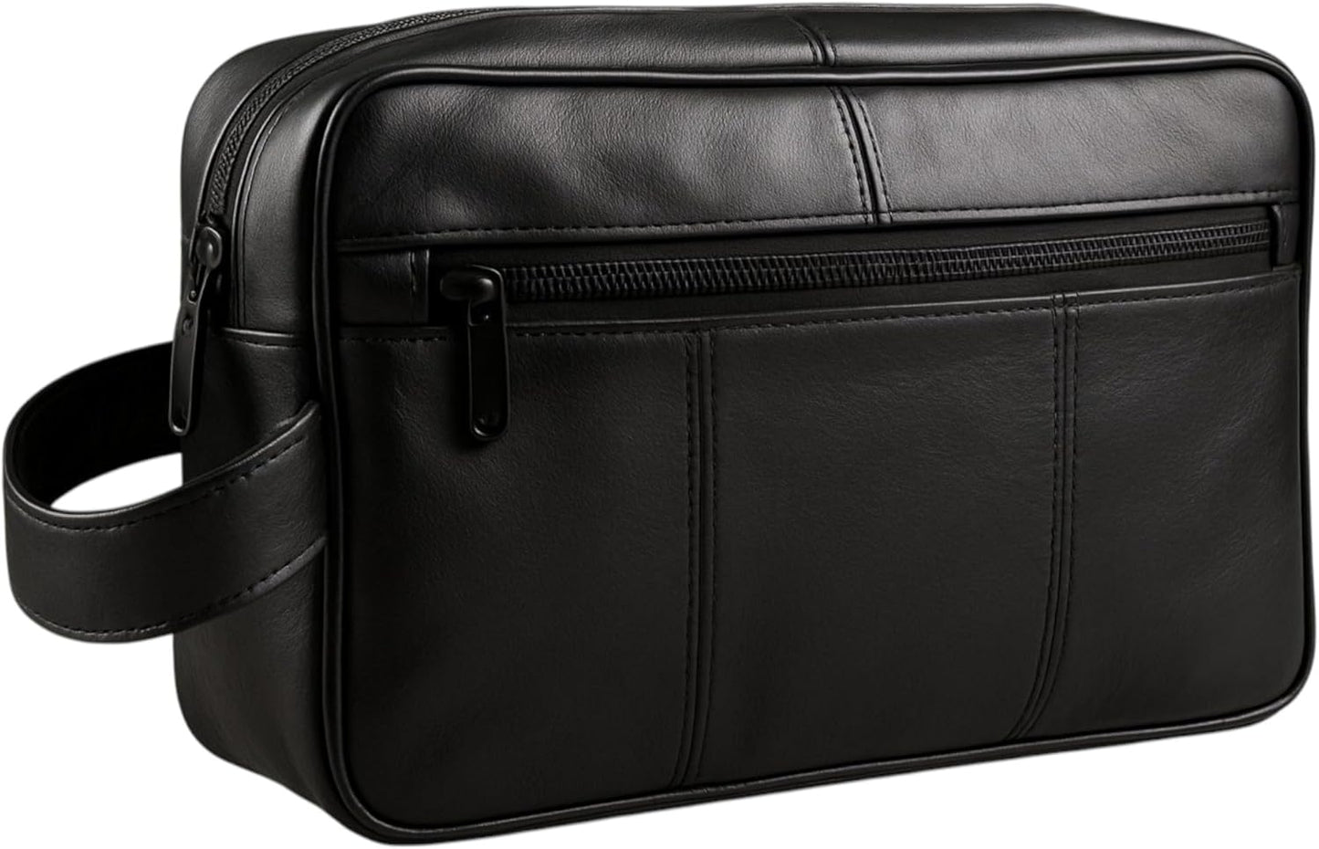 Oxavio MENS GENUINE LEATHER TRAVEL WASH GYM TOILETRY BAG BLACK
