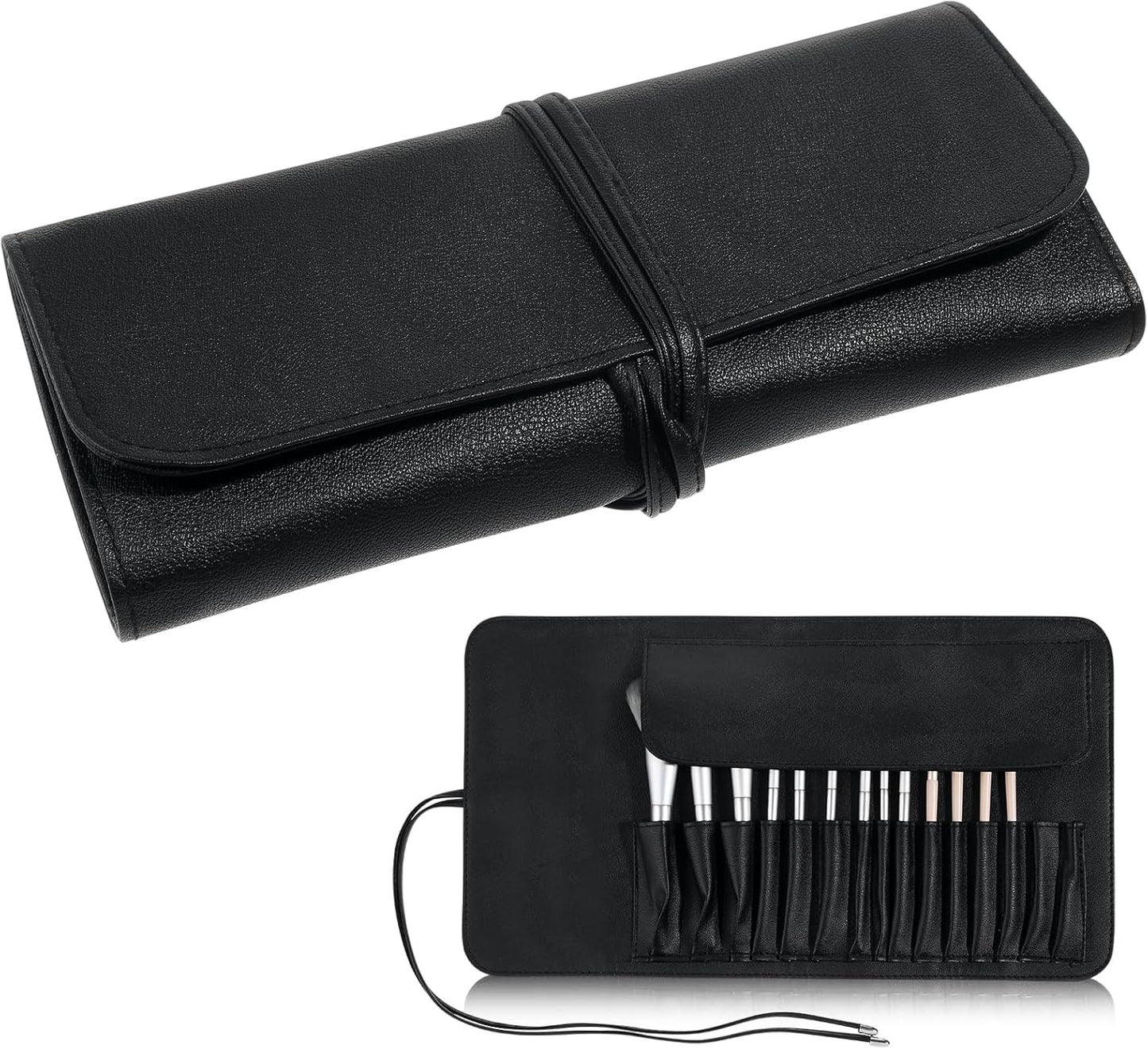 Oxavio Travel Roll-Up Makeup Brush Case – PU Leather Organizer Pouch for Brushes