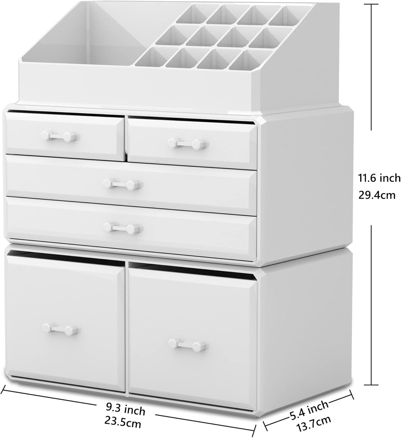 Oxavio 3-Piece White Makeup Organizer Set – Stackable Cosmetic Storage Drawers for Bathroom or Vanity