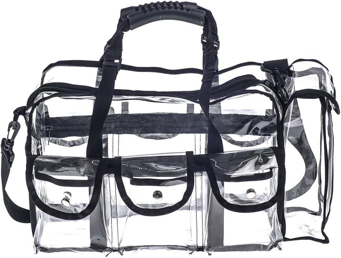 Oxavio Professional Clear PVC Makeup Kit Organizer – Transparent Travel Cosmetic Bag with 6 External Pockets