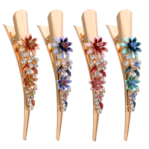 Oxavio Set of 4 Large Metal Alloy Alligator Sectioning Clips for Women and Girls Pretty Strong Clamp Hair Pins Non-Slip Hair Grips Accessories for Thick Hair Gold