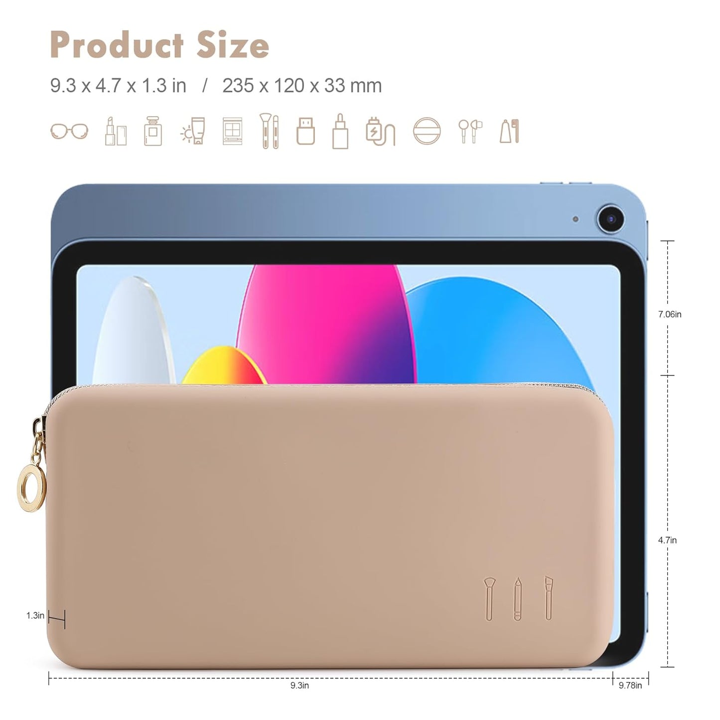 Oxavio Zipper Makeup Brushes Bag For Travel Large Silicone Makeup Brush Holder Make Up Brushes Pouch Case for Makeup Tools
