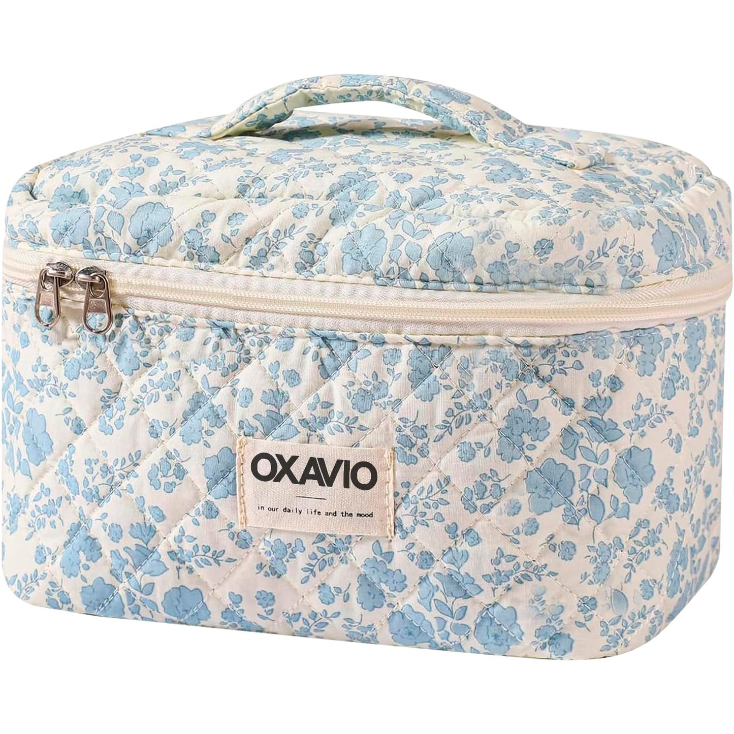 Oxavio Large Floral Coquette Makeup Bag - Travel Cosmetic Organizer