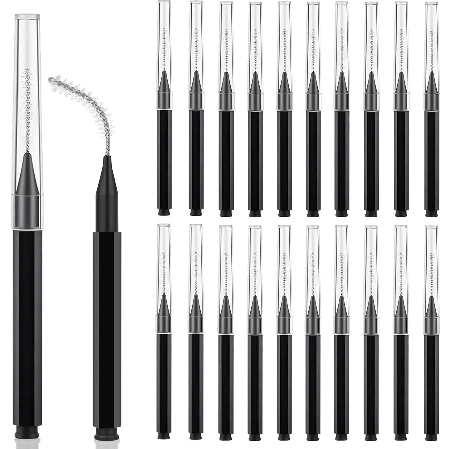 Oxavio 20-Piece Micro Eyebrow Spoolie Brush Set – Brow Lamination and Lash Lift Tools – Black