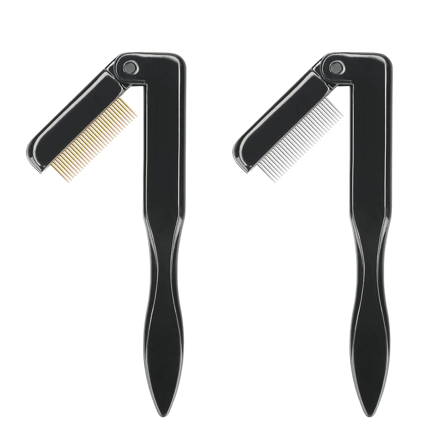 Oxavio 2PCS Folding Eyelash Comb and Separator Tool – Black Metal Teeth for Lash and Brow