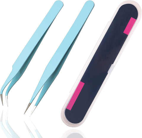 Oxavio 2-Piece Sticker Tweezers Set – Turquoise Craft Tweezers for Stickers, Scrapbooking, Lashes, Vinyl