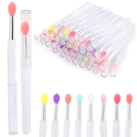 Oxavio 40-Piece Silicone Lip Brushes with Caps – Reusable Lip and Eyeshadow Applicator Tools