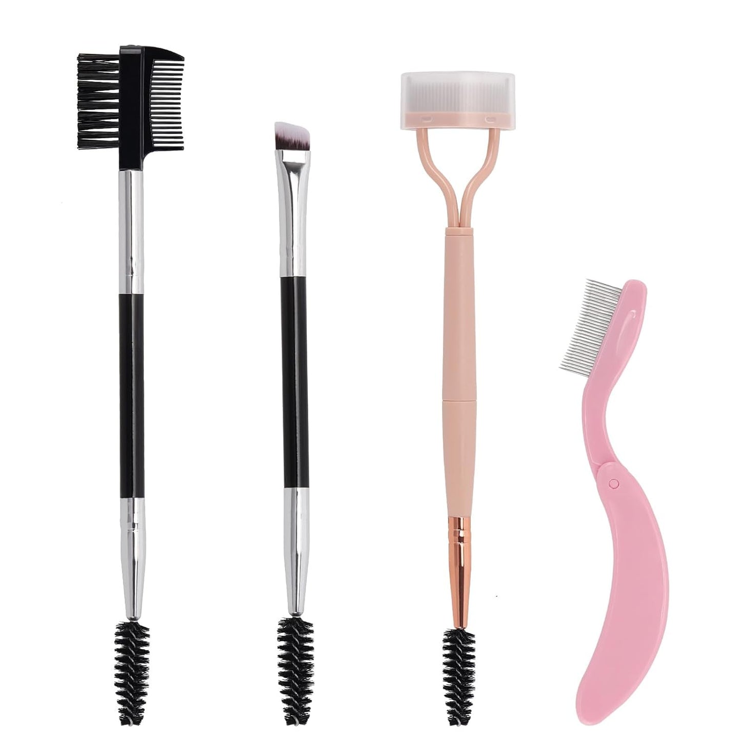 Oxavio 4-Piece Eyebrow Brush and Eyelash Comb Set – Folding Spoolies and Mascara Applicators