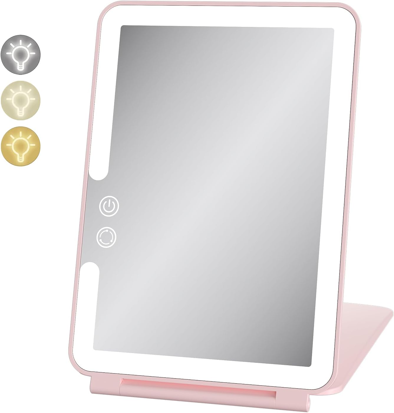 Oxavio Travel Lighted Makeup Mirror with 3 Color Modes – USB Rechargeable, Ultra Thin Compact Vanity Mirror (SM-161 Mini Pink)