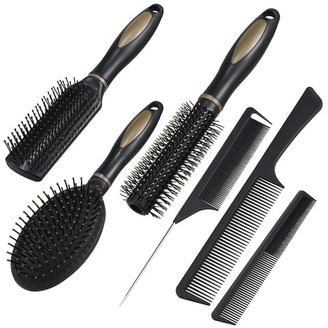 Oxavio 6-Piece Detangling and Styling Comb Set – For Straight, Curly, and All Hair Types – Unisex