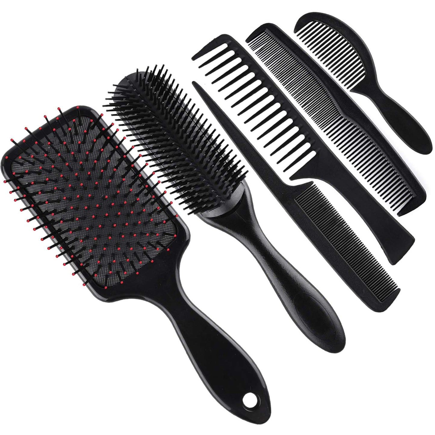 Oxavio 6-Piece Hair Brush and Comb Set – Paddle Brush and Detangling Combs for Wet or Dry Hair – Unisex