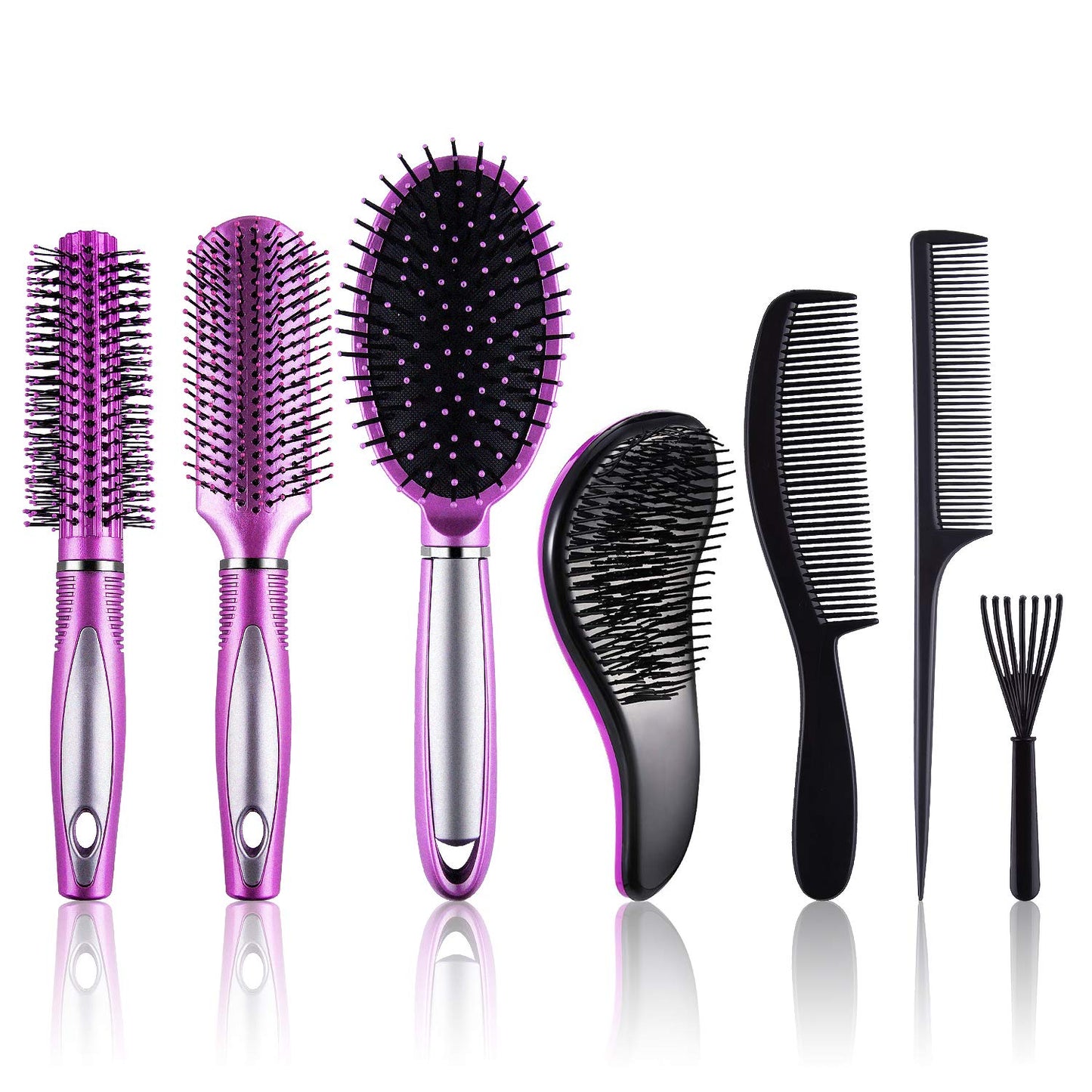 Oxavio 7-Piece Hair Styling Set for Women and Men – Round, Paddle, Detangling, and Wet/Dry Brushes