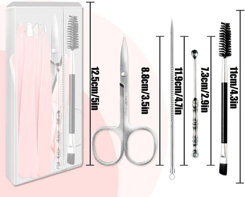 Oxavio [9+1 PCS] Professional Tweezers Kit – Stainless Steel Hair Removal Set for Women and Men – Pink