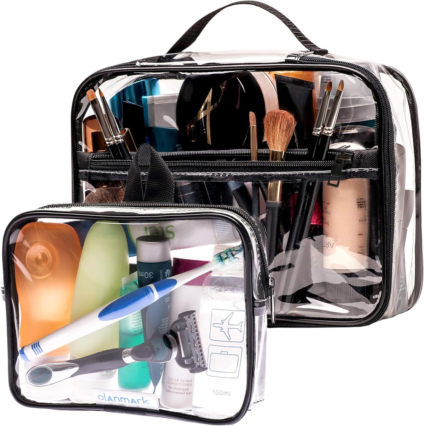 Oxavio Approved Clear Large Toiletry Bag – Transparent Travel Makeup Organizer