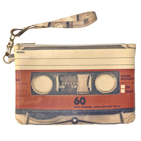 Oxavio Vintage PU Leather Portable Organizer Bag – 9.5x6 inch Strap Design, Old Fashion Print, Toiletry Zipper Travel Case