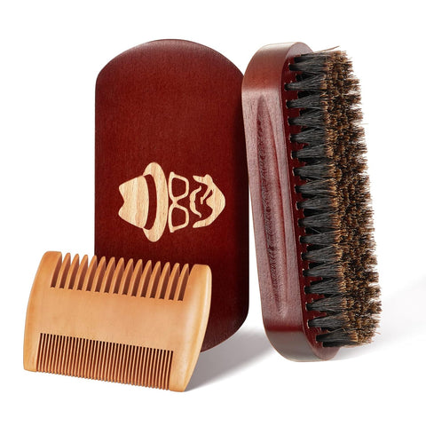 Oxavio Beard Brush – 100% Boar Bristle Black Walnut Wood Comb for Hair, Mustache, Shaving and Facial Hair