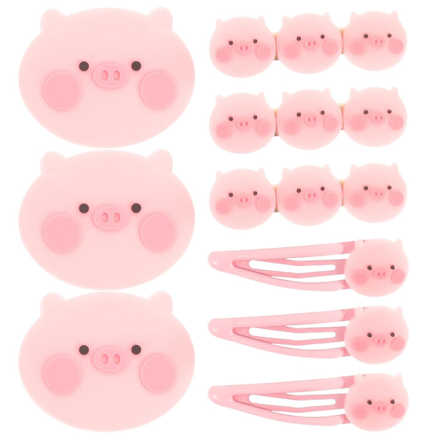 Oxavio Cartoon Pink Pig Hairpins Cute Animal Barrettes Stylish Accessories Hair Decor No Slip 9pcs