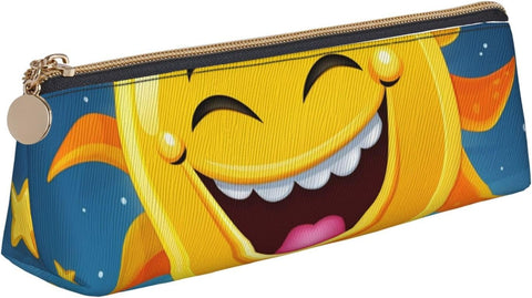 Oxavio Cartoon Sun Makeup Bag – Large Pencil Case, Leather Zipper Organizer for Women & Men