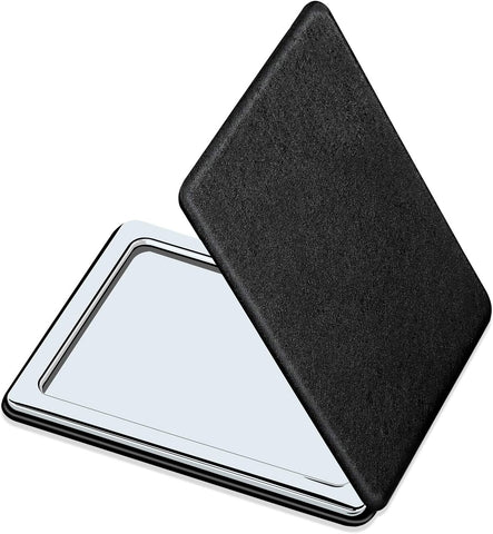 Oxavio Black Travel Compact Mirror for Men – Double-Sided Magnifying Mirror for Pocket, Wallet, or Handbag