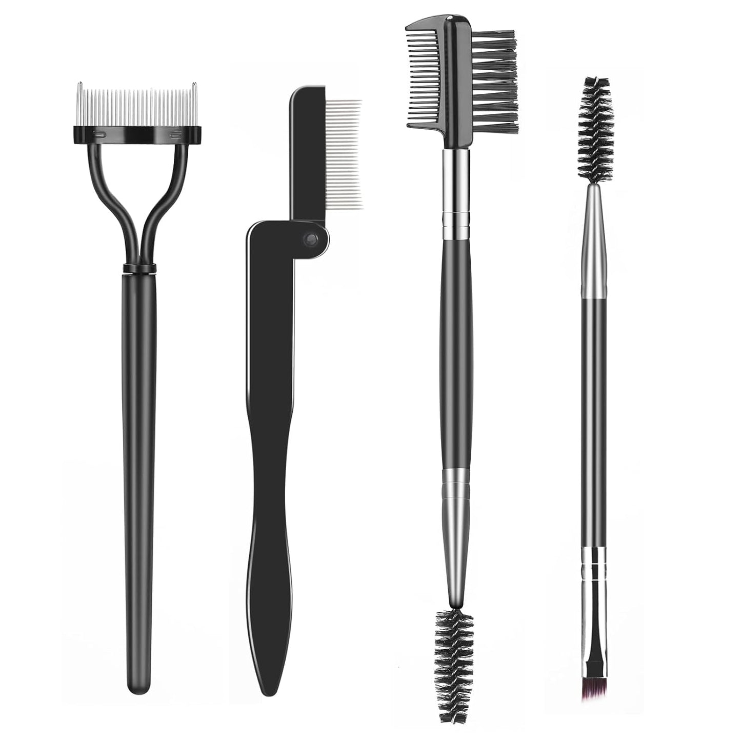 Oxavio 4-Piece Eyelash Comb and Brow Brush Set – Lash Separator and Spoolie Tools for Eye Makeup