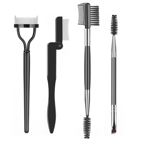 Oxavio 4-Piece Eyelash Comb and Brow Brush Set – Lash Separator and Spoolie Tools for Eye Makeup