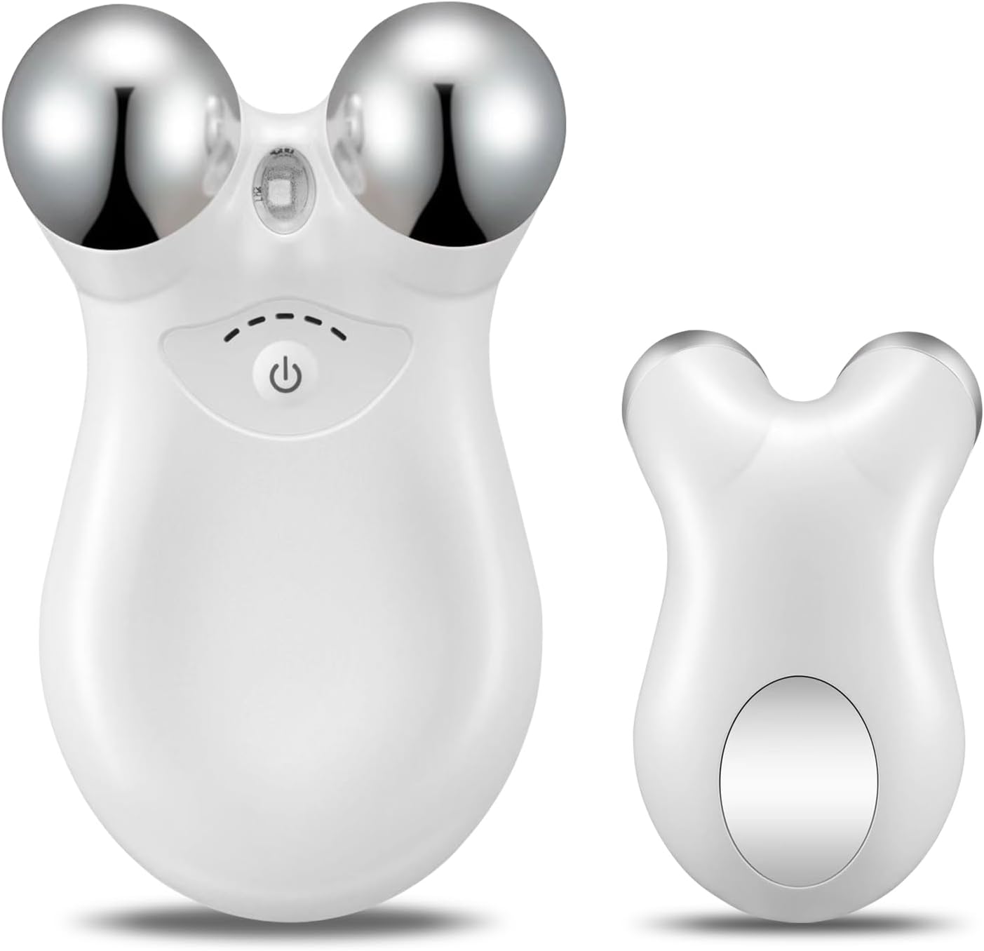 Oxavio Electric Facial Massage Roller Device – Dual-Head LED Light Therapy Skin Care Tool – White