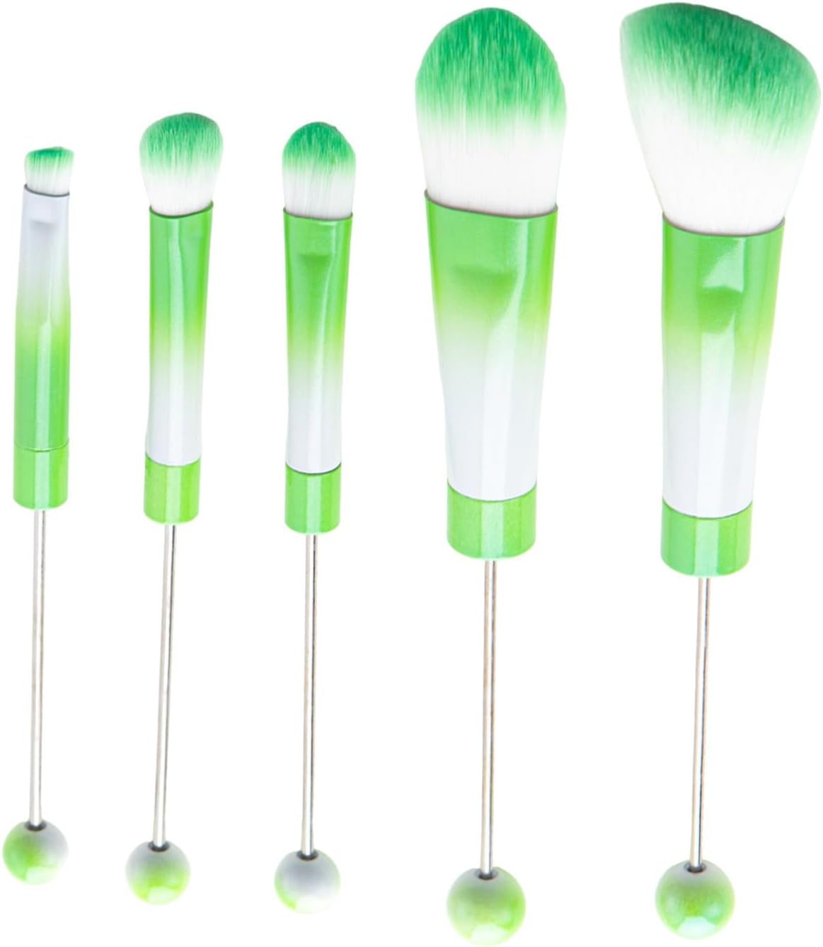 Oxavio Makeup Brush Set with Metal Handles – Eyeshadow, Rouge, and Beadable Makeup Brushes, Green Gradient