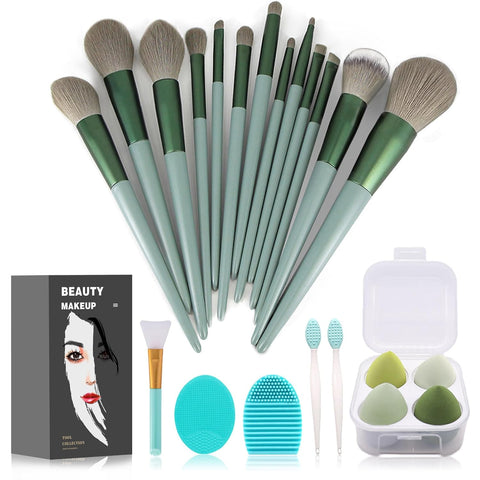 Oxavio 22-Piece Makeup Brush Set – Foundation, Eyeshadow, and Blending Brushes – Green
