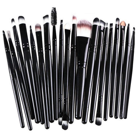 Oxavio 20-Piece Professional Makeup Brush Set – ZHIYE Face & Eye Brushes for Foundation, Blush, Concealer – Black Travel Set