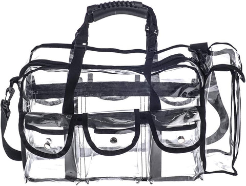 Oxavio Professional Clear PVC Makeup Kit Organizer – Transparent Travel Cosmetic Bag with 6 External Pockets
