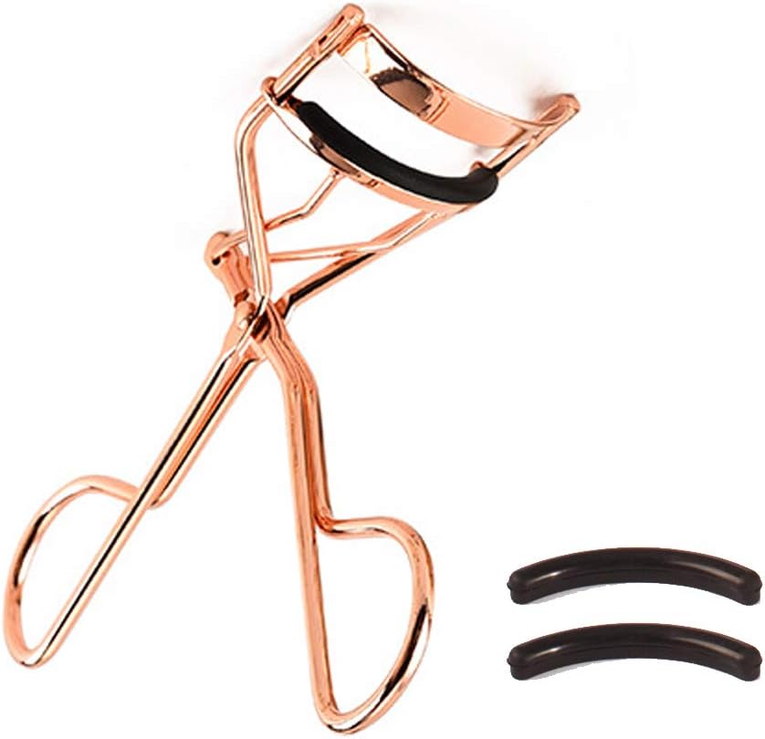 Oxavio Professional Eyelash Curler – Contoured Metal Design with Extra Rubber Pad – Silver