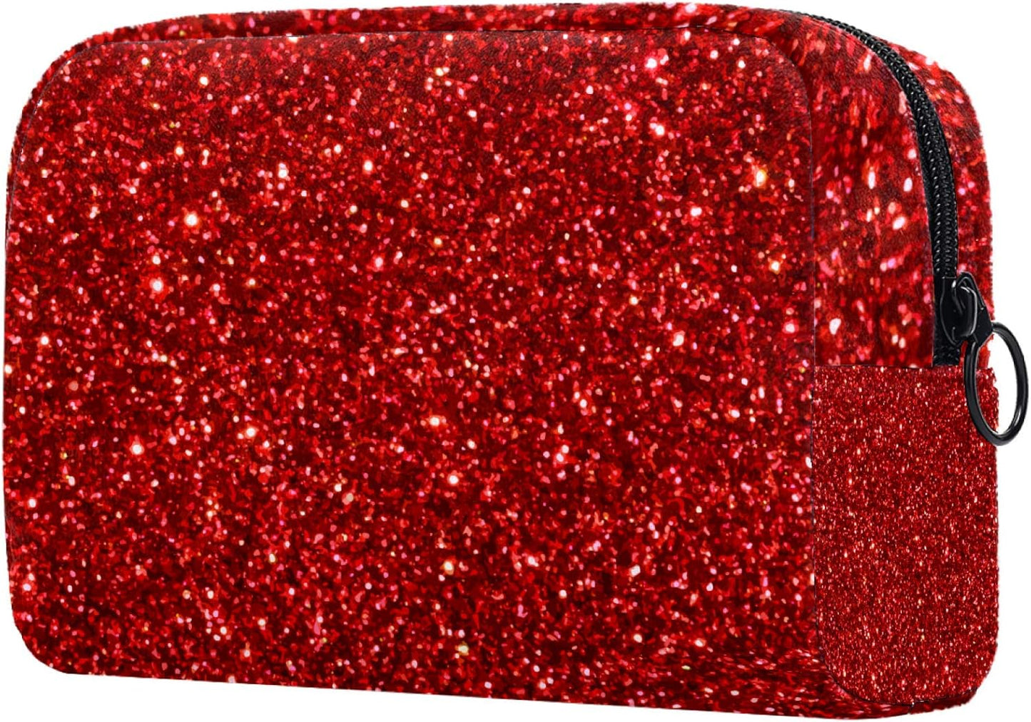 Oxavio Red Glitter Sequins Small Makeup Bag – Portable Pouch for Purse, Travel Cosmetic Bag for Women & Girls