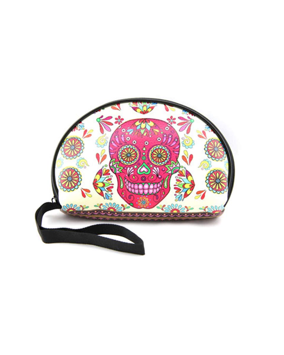 Oxavio Skull Makeup Bag – Day of the Dead Sugar Skull Mexican Cosmetic Accessories