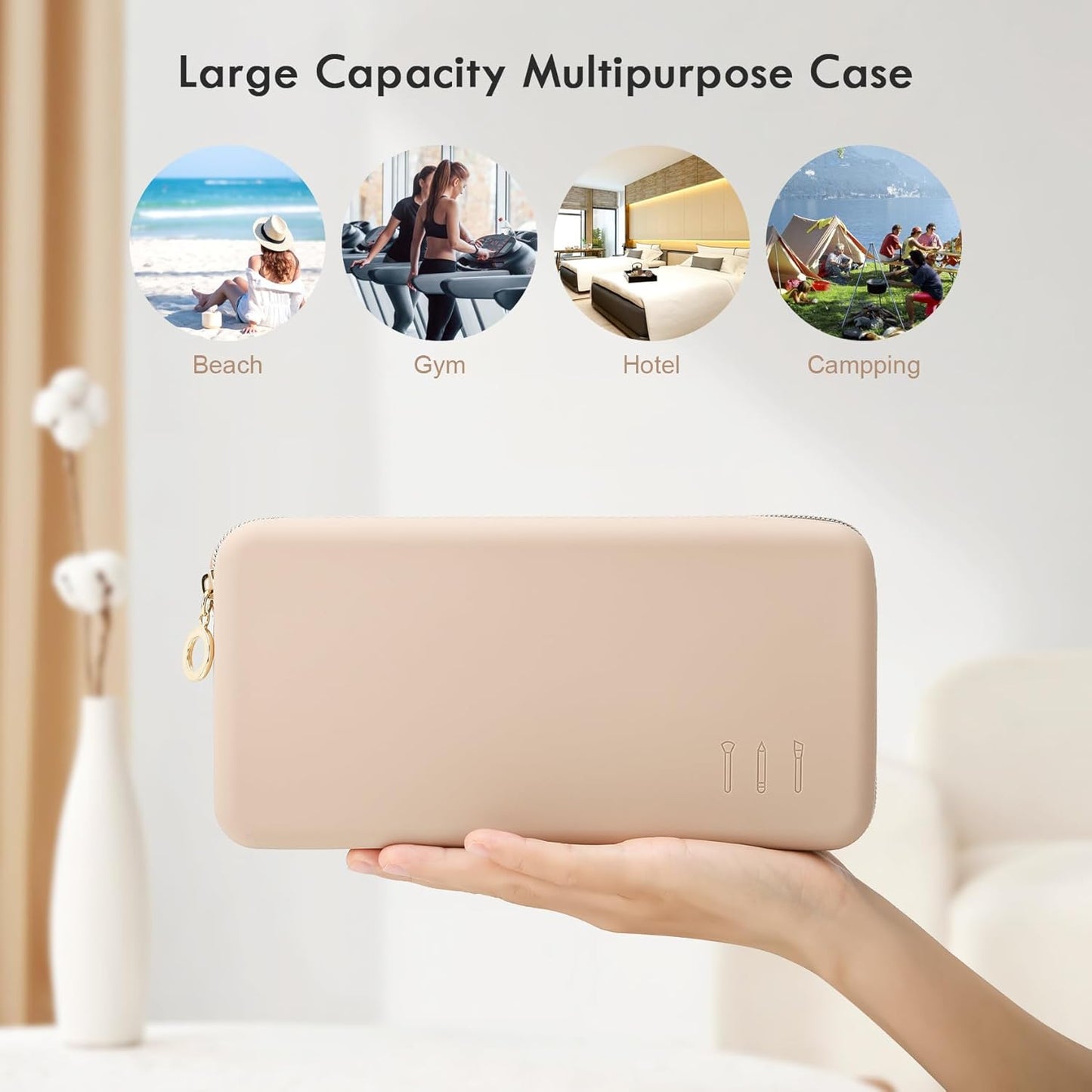 Oxavio Zipper Makeup Brushes Bag For Travel Large Silicone Makeup Brush Holder Make Up Brushes Pouch Case for Makeup Tools