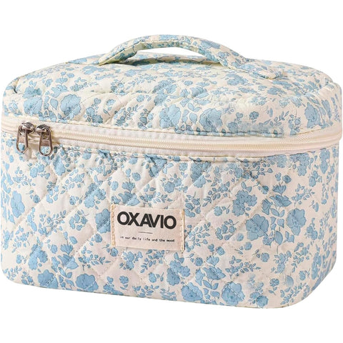 Oxavio Large Floral Coquette Makeup Bag - Travel Cosmetic Organizer