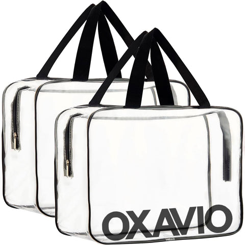 Oxavio 2-Piece Clear Waterproof Cosmetic Organizer Bags